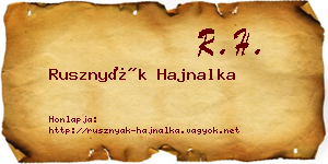 Rusznyák Hajnalka névjegykártya